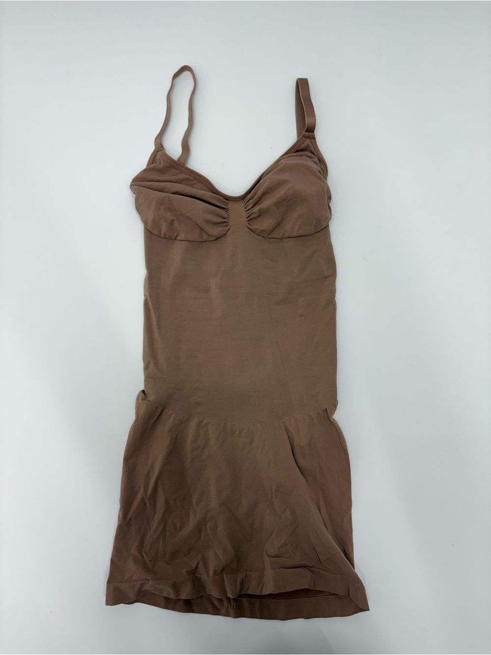 SKIMS Brown Ruched Bust Slip Dress
